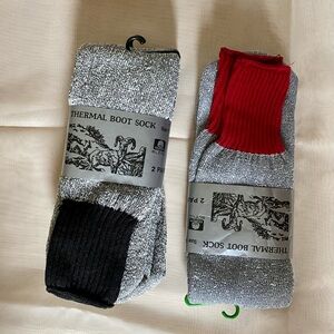 Thermal Boot Socks - Silver with Black & Silver with Red - 3 pairs